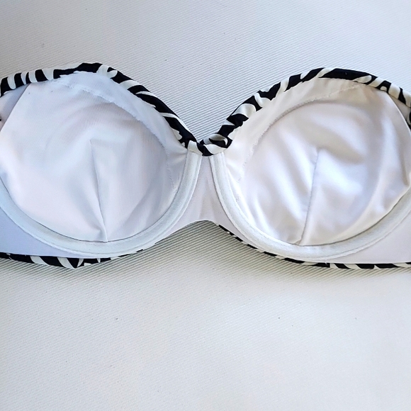 VICTORIA SECRET Bikini Zebra Bandeau Black and White Size 34B - Picture 2 of 8